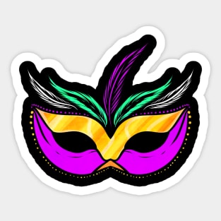 Yellow golden And Purple Mask For Mardi Gras Sticker